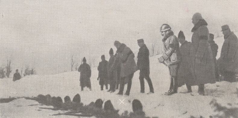 King Ferdinand visiting the tranches at Prisaca on 15 Ianuary 1917