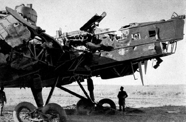 Soviet four-engine bomber, destroyed by Romanian fire
