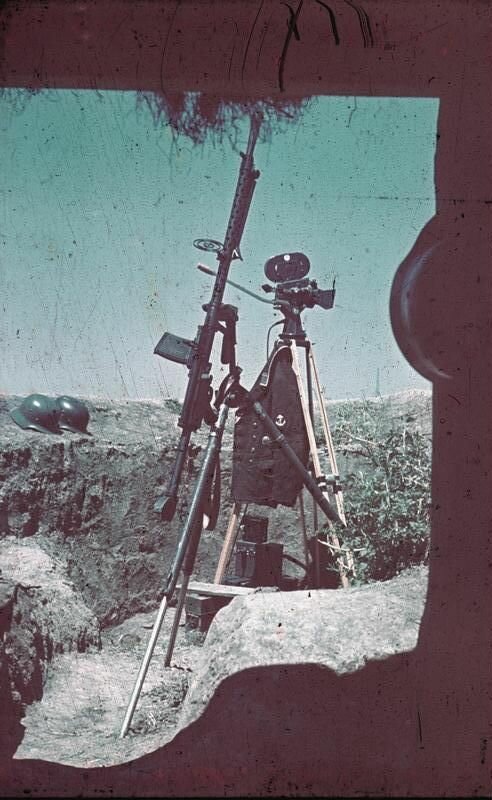 Anti-Aircraft Machine Gun, Film Camera, and Uniform